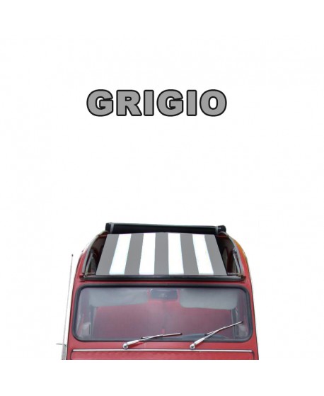 Convertible top awning white-gray lines 2CV for external closure (front bar fixing included) prod. NPM