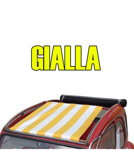 Convertible top awning with yellow-white stripes 2CV for external closure (front bar fixing included) prod. NPM