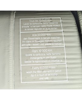 Cartridge wash sticker on metal air cleaner case (10,000 km / 6,000 miles)
