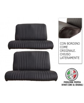 Front + rear bench cover kit ventilated black skai (model 2cv4 and Dyane 4) original edge finish