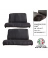 Kit rivestimenti panca ant.+post. skai nero areato (modello 2cv4 e Dyane 4) finitura bordo originale