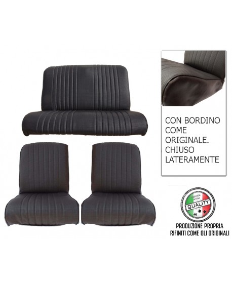 Kit rivestimenti ant.+post. Skai nero areato chiusi lateralmente (angolo retto) finitura bordo originale