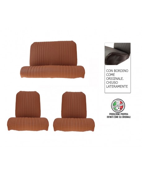 Kit rivestimenti ant.+post. Skai marrone areato chiusi lateralmente (angolo tondo) finitura bordo originale