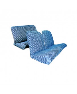 Seat covers (front symmetrical + rear bench) Pied de Poule BLUE