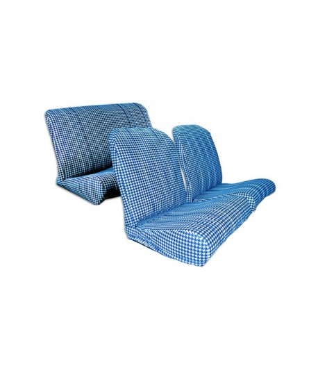 Seat covers (front symmetrical + rear bench) Pied de Poule BLUE