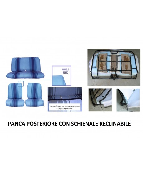 Kit rivestimenti ant.+ panca post schienale reclinabile righe blu (angolo interno ant retto)
