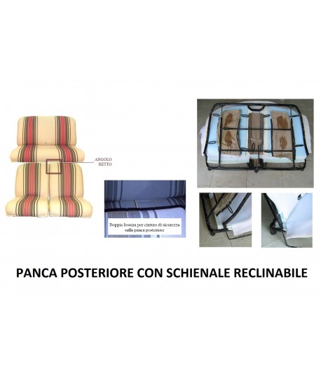Kit rivestimenti ant.+ panca post schienale reclinabile beige righe rosse angolo interno ant  retto)