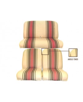 Seat covers (front symmetrical + rear bench) beige with red stripes