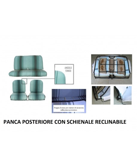 Seat covers (front symmetrical + rear bench) green stripes RECLINABLE version