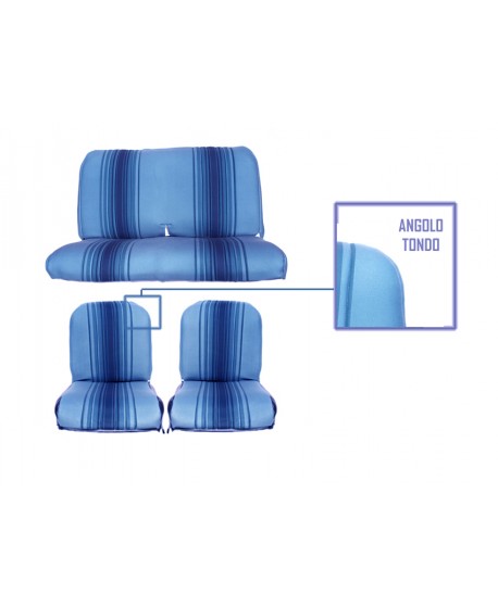 Seat covers (front symmetrical + rear bench) blue stripes