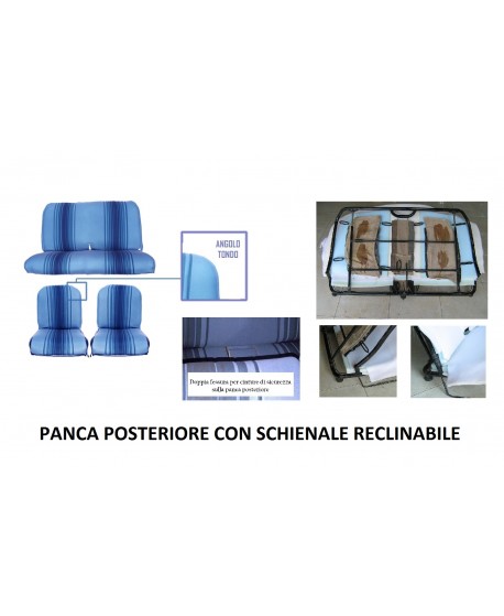 Seat covers (front symmetrical + rear bench) blue stripes RECLINABLE version