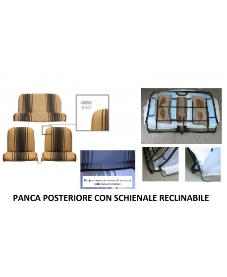 Kit rivestimenti ant.+ panca post schienale reclinabile righe marrone  (angolo interno ant tondo)