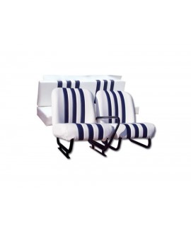 Kit complete seats (front L+R + rear bench) white with blue stripes