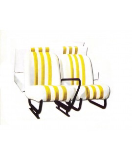 Kit complete seats (front L+R + rear bench) white with yellow stripes