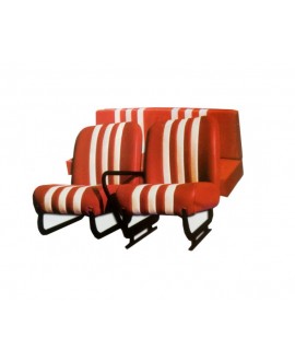 Kit complete seats (front L+R + rear bench) red with white stripes
