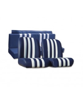 Kit rivestimenti sedili anteriori + posteriore Mehari skai blu a righe bianche