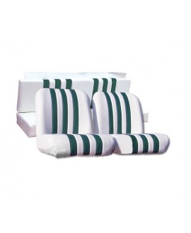 Kit rivestimenti sedili anteriori + posteriore Mehari skai bianco a righe verdi