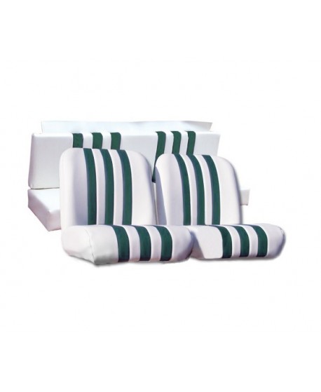 Kit rivestimenti sedili anteriori + posteriore Mehari skai bianco a righe verdi