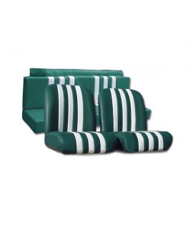 Seat covers (front + rear) green with white stripes for Mehari