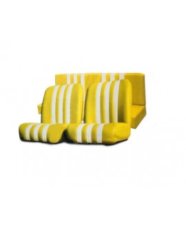 Seat covers (front + rear) yellow with white stripes for Mehari