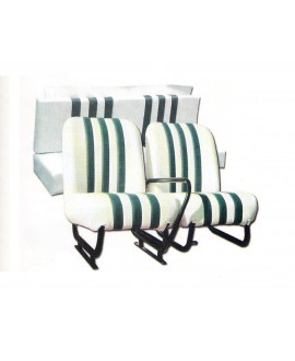 Kit sedili anteriori dx+sx + panchetta posteriore completi Mehari skai bianco righe verdi