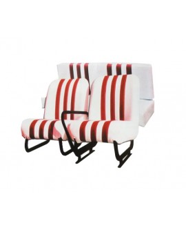 Kit seats (front with structures + rear bench) white with red stripes for Mehari