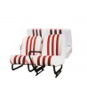 Kit sedili anteriori dx+sx + panchetta posteriore completi Mehari skai bianco righe rosse