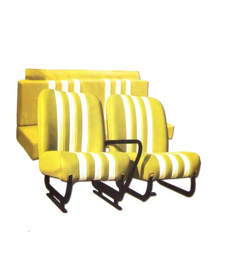 Kit sedili anteriori dx+sx + panchetta posteriore completi Mehari skai giallo righe bianche