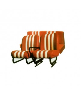 Kit seats (front with structures + rear bench) orange with white stripes for Mehari