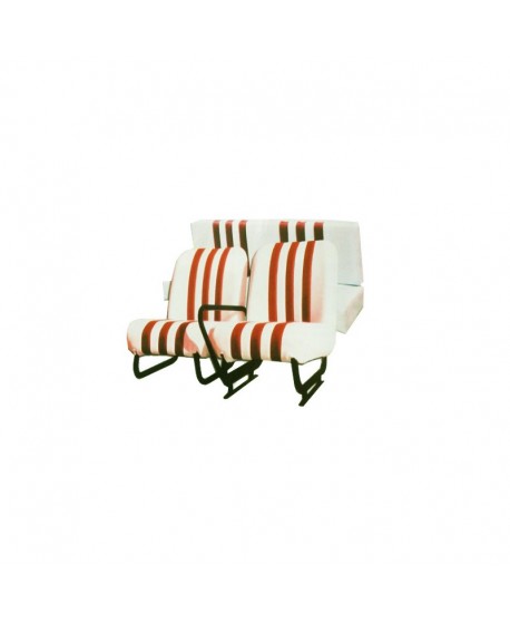 Kit sedili anteriori dx+sx + panchetta posteriore completi Mehari skai bianco righe arancio