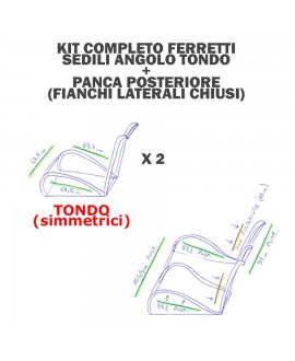 Kit completo ferretti fianchi laterali chiusi sedili angolo tondo + panca posteriore (850x2 + 853x1)