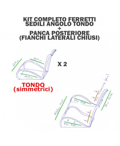 Ferretti kit sedili angolo tondo + panca posteriore (diam.4mm)