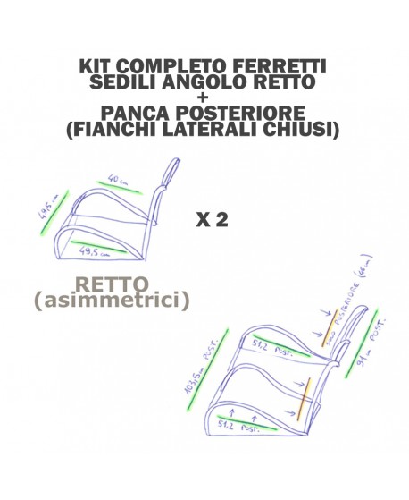 Ferretti kit sedili angolo retto + panca posteriore (diam.4mm)