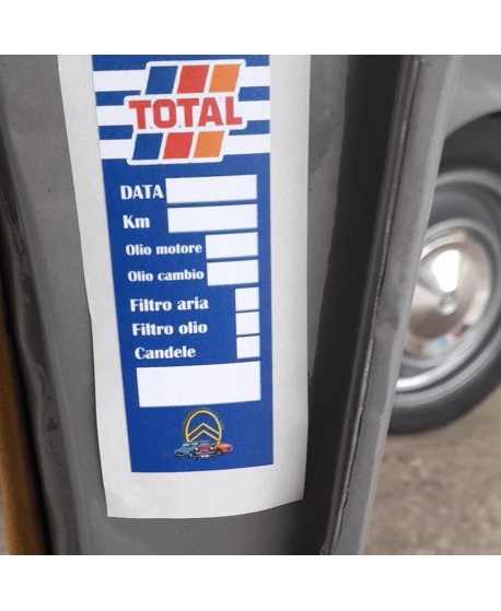 735 Adesivo per tagliando "Total" NPM con spazio per annotazioni, cambio olio, ecc…