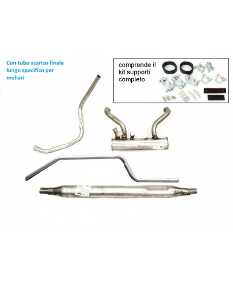 3111 KIT scarico Mehari con finale lungo adattato + KIT fissaggio (art.171b-172-173-174-3100) Walker