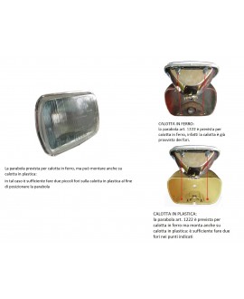 2cv rectangular headlight parabola (for iron shell and also adaptable for plastic shell)