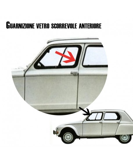 2318 Guarnizione vetro anteriore a doppia canalina per vetro scorrevole Dyane-Acadiane