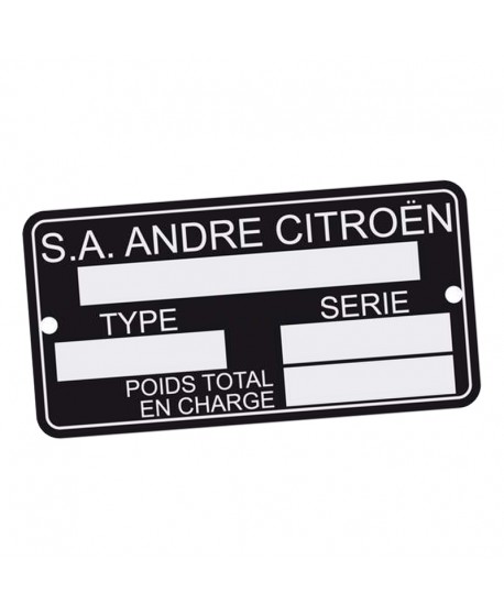 414 Placchetta costruttore 2CV - DS - Traction - HY 43x78mm (NON IN RILIEVO)