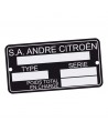 414 Placchetta costruttore 2CV - DS - Traction - HY 43x78mm (NON IN RILIEVO)